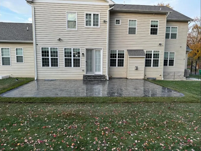 Stamped concrete patio — family home