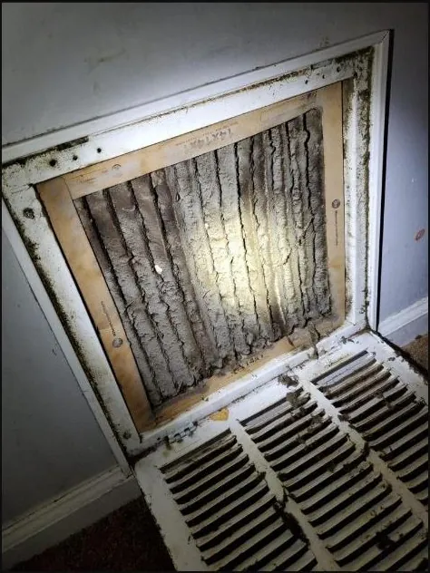 Dirty air vent register — before cleaning